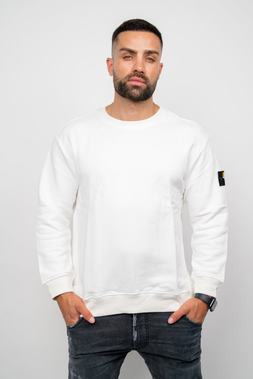 MEN -  Crewneck Sweatshirt - Snow Yeti White